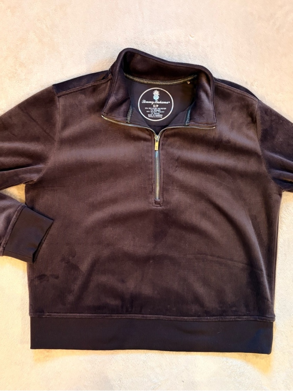 Tommy Bahama Cozy Cove Cord 1/2 Zip Sweatshirt Sz S - Picture 3 of 9